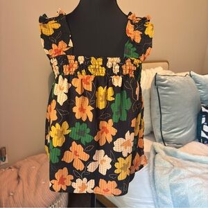 Who What Wear Floral Smocked Top